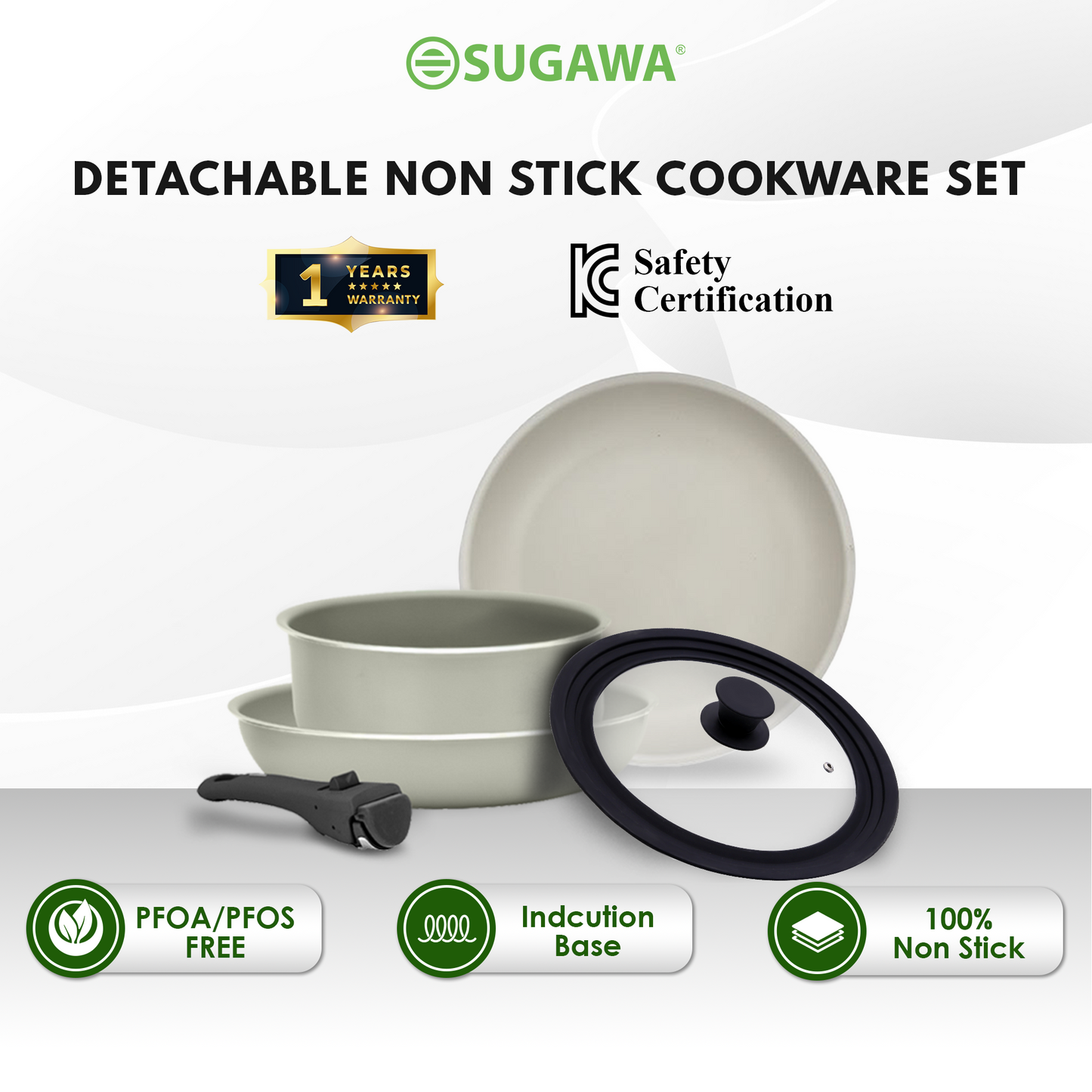 LITE DETACHABLE NON STICK COOKWARE SET