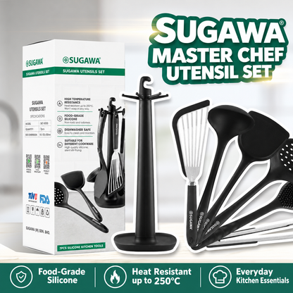 SUGAWA Master Chef utensil set features and packaging