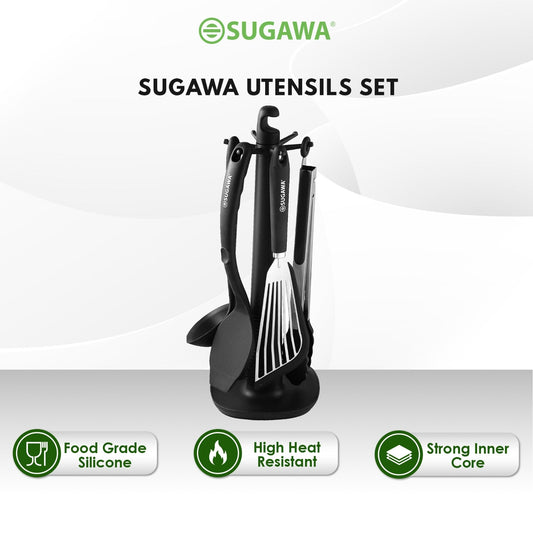 SUGAWA SKT-8000 Master Chef Utensil Set with 360 degree rotating stand